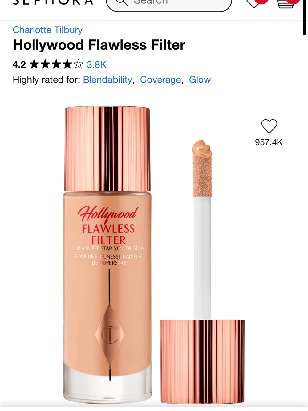 Charlotte Tilbury Flawless Filter Illuminating Serum-Foundation in Light Golden